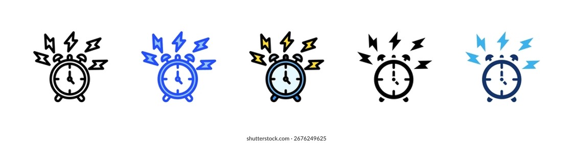 Colección del icono del recordatorio de la alarma con los estilos múltiples