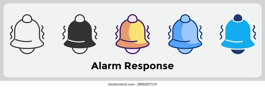 Alarm Response icon for representing internal alert systems, emergency signaling, and heightened awareness states. Line, Filled, Color, Blue, Dualtone style.