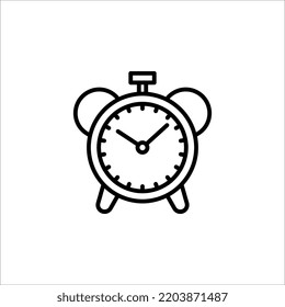 vector de icono de señal de anillo de alarma. icono del vector de reloj de alarma aislado en fondo blanco, estilo de contorno de línea simple