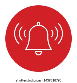 Alarm ringing bell icon vector isolated on flat red round button illustration