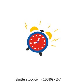 Icono de sonido de alarma ilustración vector, campanas de reloj de dibujos animados planos sonido aislado en blanco