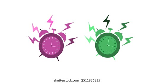 Wecker-Symbol, Vektorgrafik, flacher Karton, Wecker, Glocken, einzeln auf Weiß