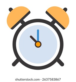 Alarm ringing icon vector illustration, flat carton alarm clock bells sound isolated on white