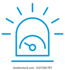 Alarm with risk scale inside. Signaling equipment outline pictogram. Simple modern linear vector icon with thin lines, isolated on transparent background