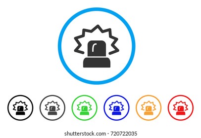 Alarm rounded icon. Style is a flat alarm gray symbol inside light blue circle with black, gray, green, blue, red, orange variants. Vector designed for web and software interfaces.
