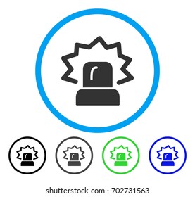 Alarm rounded icon. Vector illustration style is a flat iconic symbol inside a circle, black, gray, blue, green versions. Designed for web and software interfaces.