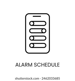 Alarm schedule line vector icon with editable stroke for placement on cctv camera system packaging