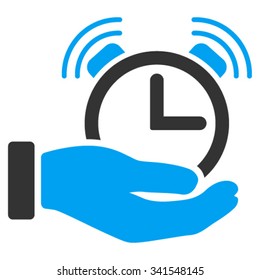 Alarm Service vector icon. Style is bicolor flat symbol, blue and gray colors, rounded angles, white background.