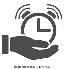 Alarm Service vector icon. Style is flat symbol, gray color, rounded angles, white background.