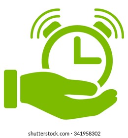 Alarm Service vector icon. Style is flat symbol, eco green color, rounded angles, white background.