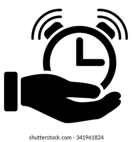 Alarm Service vector icon. Style is flat symbol, black color, rounded angles, white background.