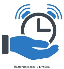 Alarm Service vector icon. Style is bicolor flat symbol, smooth blue colors, rounded angles, white background.