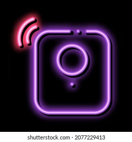 Alarm Signal Sensor neon light sign vector. Glowing bright icon Alarm Signal Sensor sign. transparent symbol illustration