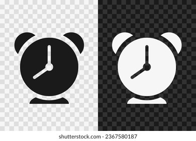 Alarm silhouette icon, vector glyph sign. Alarm symbol isolated on dark and light transparent backgrounds.