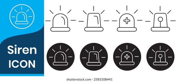 Alarm siren icon. Emergency siren icon. Siren ambulance or police icon ,outline symbol. vector illustration.