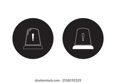 Alarm siren vector icon set. Emergency siren ambulance or police, outline symbol