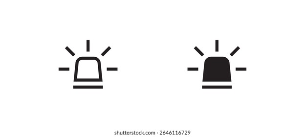 Alarm, siren vector icon set. Emergency siren ambulance or police, Alarm line and flat icons set, editable stroke isolated on white, linear vector outline illustration, symbol logo design style