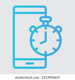 Alarm smartphone gradient line icon, use for website mobile app presentation