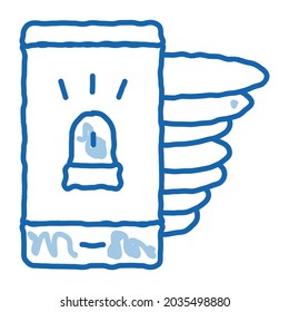 Alarm Smartphone sketch icon vector. Hand drawn blue doodle line art Alarm Smartphone isometric sign. isolated symbol illustration