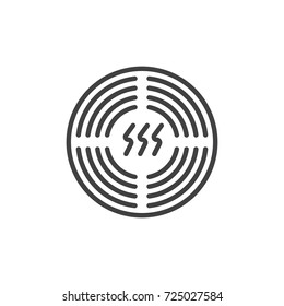 Alarm smoke line icon, outline vector sign, linear style pictogram isolated on white. Symbol, logo illustration. Editable stroke