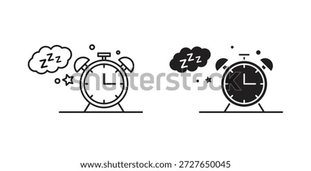 Alarm snooze icon in doodle and stroke style.