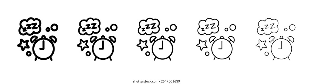 Alarm snooze icon graphic set. trendy stroke line style