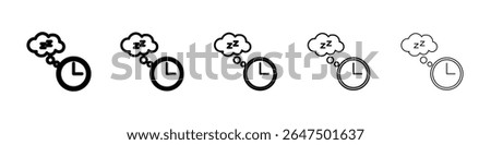Alarm snooze icon graphic set. trendy stroke line style