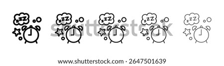 Alarm snooze icon graphic set. trendy stroke line style