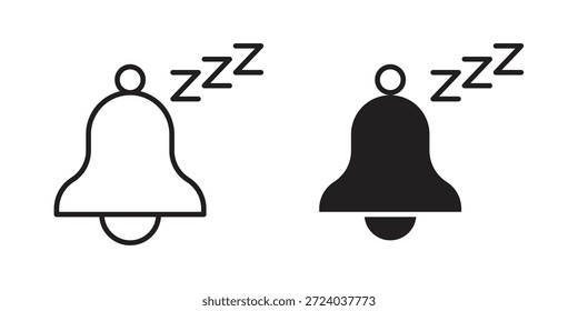 Alarm Schlummersymbole, Zeilenvektor. fester Symbolsatz