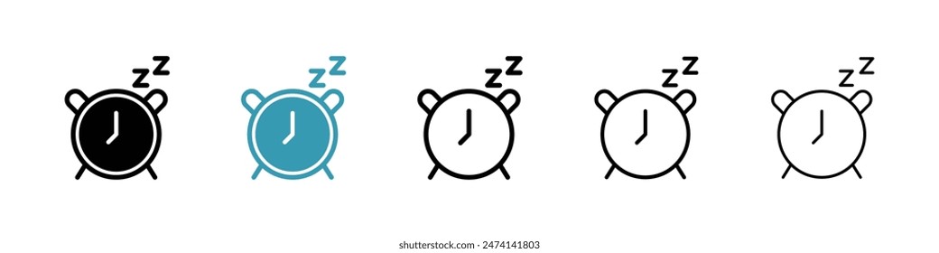 Alarm snooze line icon set. alarm buzzer line icon. nap time icon. sleep time icon for UI designs.