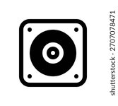 Alarm sounder. Outlined stroke vector icon with black-filled details.