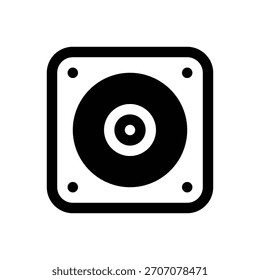 Sonido de alarma. Icono de Vector de trazo delineado con detalles rellenos de negro.