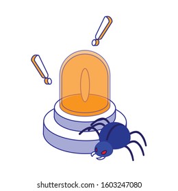 Alarm and spider design of Security system warning protection danger web alert and safe theme Vector illustration.