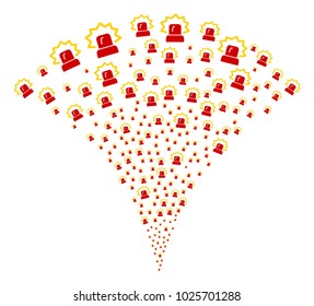Alarm stream fountain. Vector illustration style is flat iconic symbols. Object fountain made from random design elements as alarm fireworks.