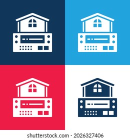 Minimaler Symbolsatz für blaues und rotes Alarmsystem mit vier Farben