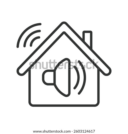 Alarm system, icon in line design. Alarms system, security alarm, home security, emergency alert, intruder alarm on white background vector. Alarm system, icon in line design, editable stroke icon