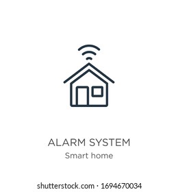 Alarm System Icon. Thin Linear Alarm System Outline Icon Isolated On White Background From Smart Home Collection. Line Vector Sign, Symbol For Web And Mobile