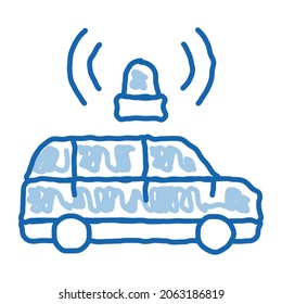 Vector de icono de esbozo de Alarm System. Dibujo manual del dibujo de la línea de doodle azul Alarm System (Signo de la máquina del sistema de alarmas). ilustración de símbolo aislado