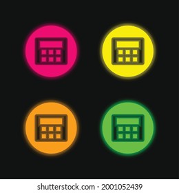 Alarm System With Password four color glowing neon vector icon