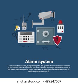 Alarm Thief Security Protection Insurance Web Banner Flat Vector Illustration
