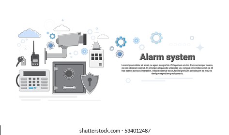 Alarm Thief Security Protection Insurance Web Banner Vector Illustration