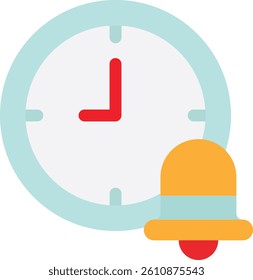 Alarm Time Bell Icon Vector Flat Illustration