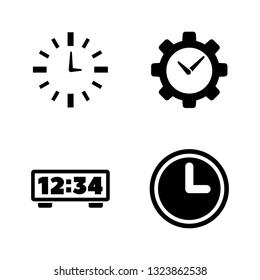 Alarm Time, Clock, Watch. Simple Related Vector Icons Set for Video, Mobile Apps, Web Sites, Print Projects and Your Design. Alarm Time, Clock, Watch icon Black Flat Illustration on White Background.