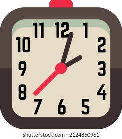 Alarm Time Device With Square Clock Face. Flat Icon