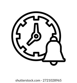 Icono de la hora de alarma, gráfico del Vector de línea