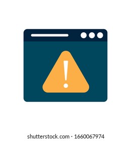 banner de triángulo de alarma dentro del sitio web diseño de icono de estilo plano del sistema de seguridad protección de peligro alerta web y tema seguro Ilustración del vector