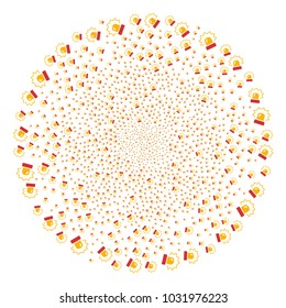 Alarm twirl source. Element twirl combined from randomized alarm symbols. Vector illustration style is flat iconic symbols.