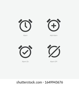 Alarm User Interface UI Flat Vector Icon Set