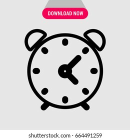 Alarm vector icon, Implement with two arrows and numbers symbol. Simple, modern flat vector illustration for mobile app, website or desktop app   