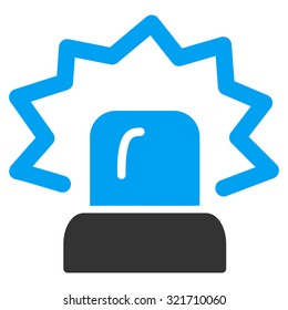 Alarm vector icon. Style is bicolor flat symbol, blue and gray colors, rounded angles, white background.